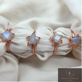 Natural Moonstone Ring, Handmade Gemstone Ring, Birthstone Jewelry, Electroplated Ring, Star Ring, Moonstone Jewelry, Wedding Gift, Gift